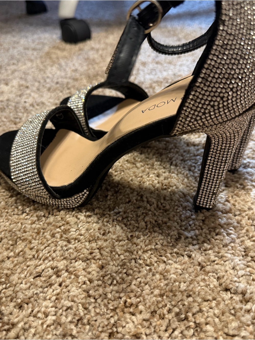 TOP Moda Black Rhinestone Platform Ankle-Strap Heels - Picture 6 of 6